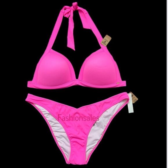 Victoria’s Secret Pink Swim Push Up Triangle Padded Bikini Top & Itsy Bottom Set - Picture 1 of 2
